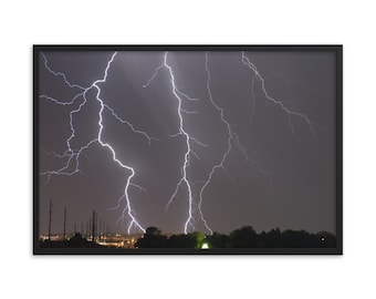 Electrified Storm - Lightning Strikes - Extreme Weather Inspired Framed poster