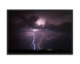 Charged Atmosphere - Lightning Strikes - Extreme Weather Framed poster