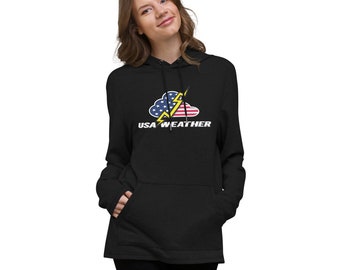 USA Weather Logo + Storm Jam US Flag - Unisex Lightweight Hoodie