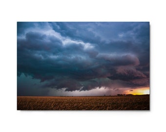 Weathered Sunset - Thunderstorm at Sunset - Extreme Weather Inspired Metal print