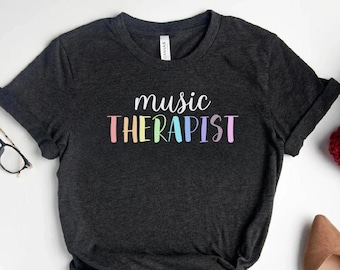 Camisa de terapeuta musical, camiseta de terapia musical, presente de graduação em terapia musical, presente de terapeuta musical, professor de música, camiseta de terapia