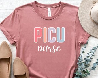 Camiseta de enfermera de PICU Camiseta de enfermera de unidad de cuidados intensivos pediátricos Camiseta de enfermera de PICU Regalo de enfermera de UCI pediátrica Camiseta de enfermera de UCI de Peds camiseta de enfermera de picu