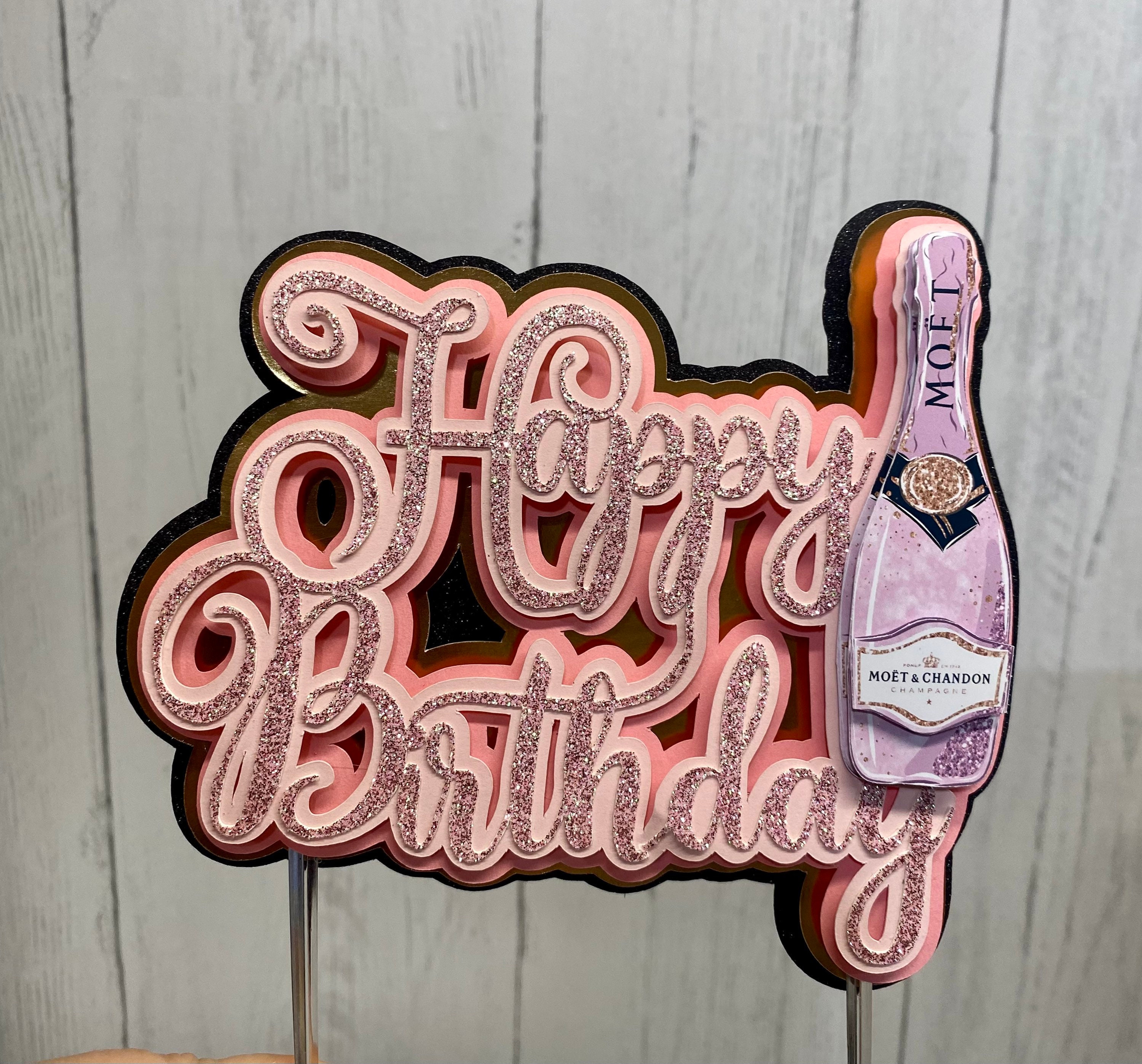 Pink Champagne Label Edible Image