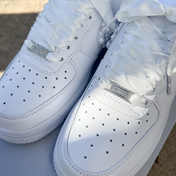 Wedding Bridal sneaker bling lace buckle & satin laces - Air Force 1 wedding