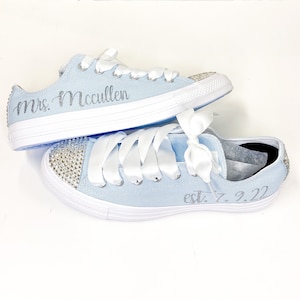 THERE BACK Blue Wedding Bridal Sneaker Personalized - Converse wedding sneaker - wedding shoe for the BRIDE