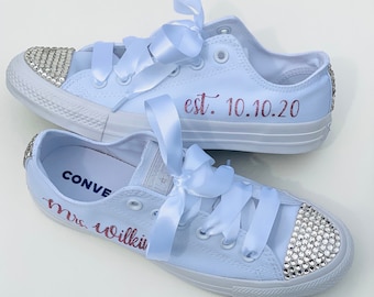 Personalized Bridal Converse Sneakers: Rhinestone Wedding Shoes