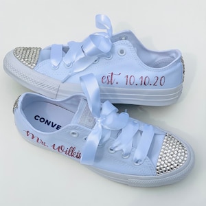 Personalized Bridal Converse Sneakers: Rhinestone Wedding Shoes