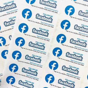 Personalized Facebook Follow Me Stickers - Shipping Stickers (30 Pack)