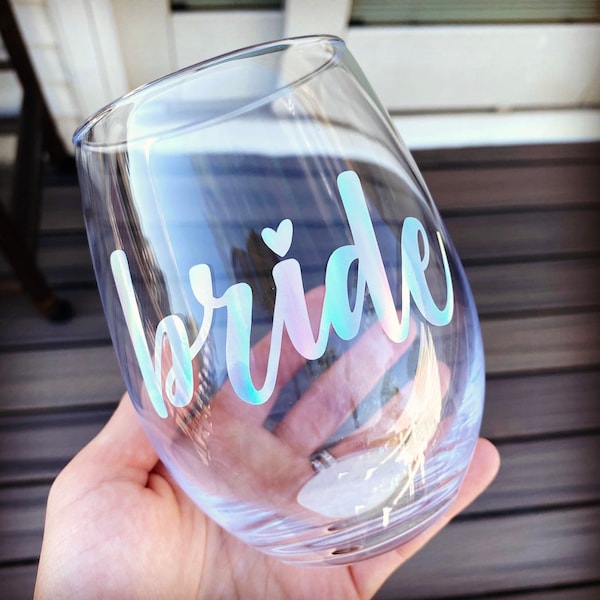 Holographic bride wine glass - future Mrs wine tumbler glass - bride - bride wine glass - engagement gift idea - personalized wine glass