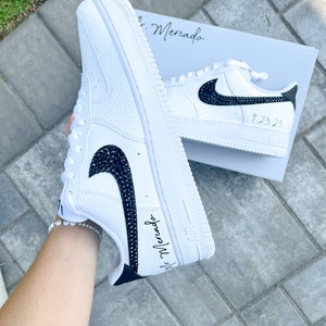 Wedding Bridal Sneaker Personalized - Air Force 1 wedding sneaker - wedding shoe for the GROOM - black rhinestones