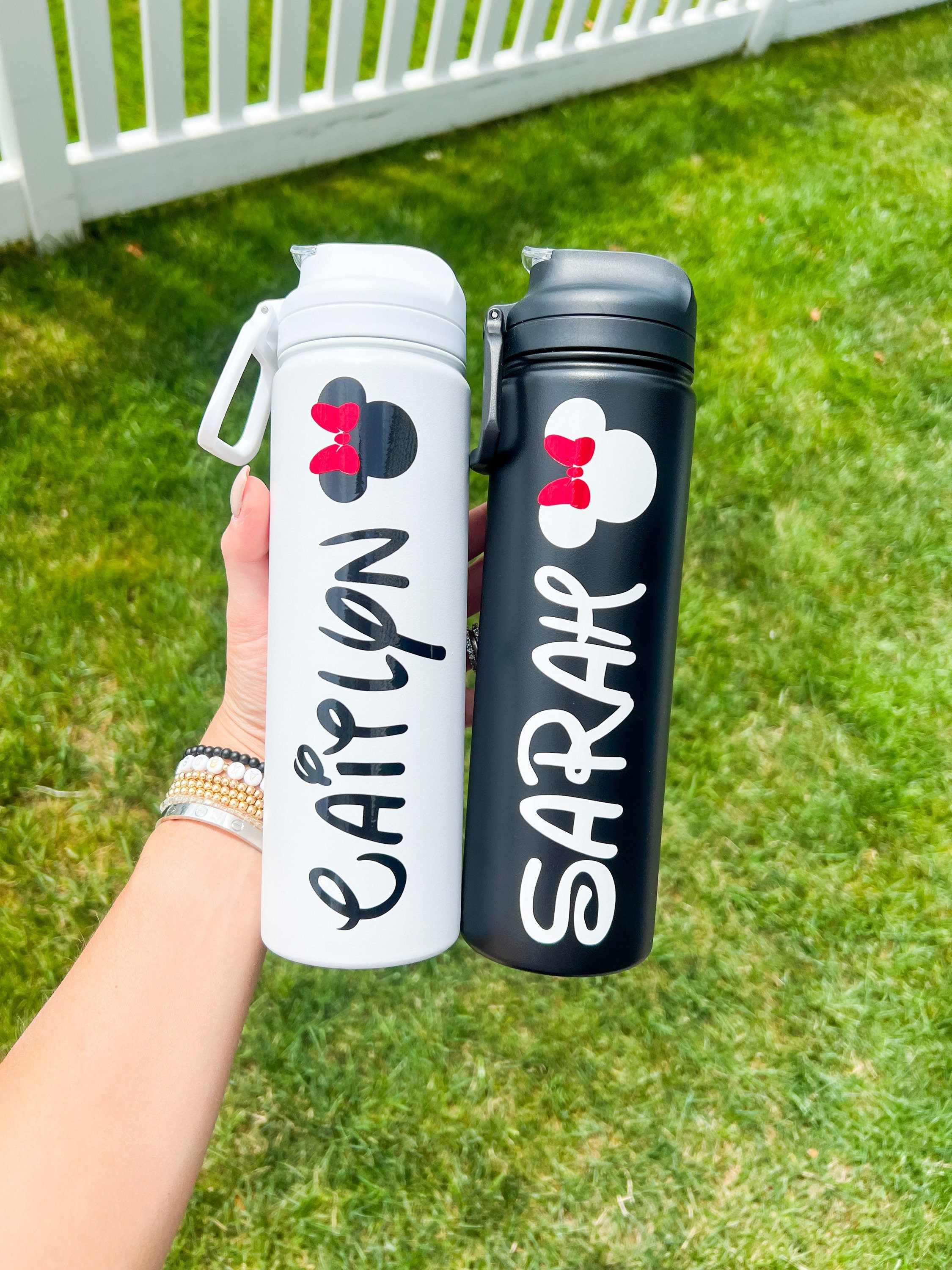Personalized Mouse Ears Tumbler: Stainless Steel Water Bottle with Straw