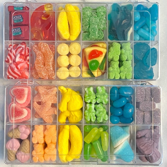 Rainbow Candy Charcuterie Board in Tackle Box Container for Kids  personalized 