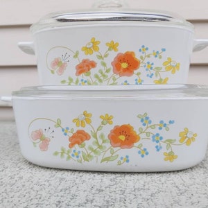 Corningware Casserole set Wild Flower/Orange Flower