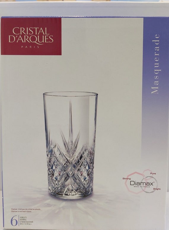 Cristal d'Arques 6pc Glass Set Masquerade Highball 38cL/ 12.75oz . Brand New. Lead free.