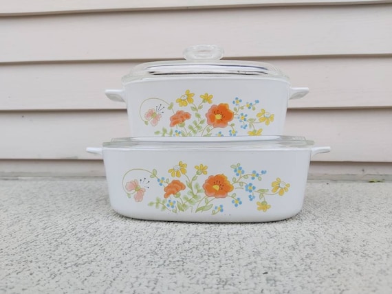 Corningware Casserole Set Wild Flower orange Flower Etsy