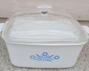 Corningware Pan Profundo Rectangular Pan Blue Cornflower P-4-B. Fabricado en Canadá.