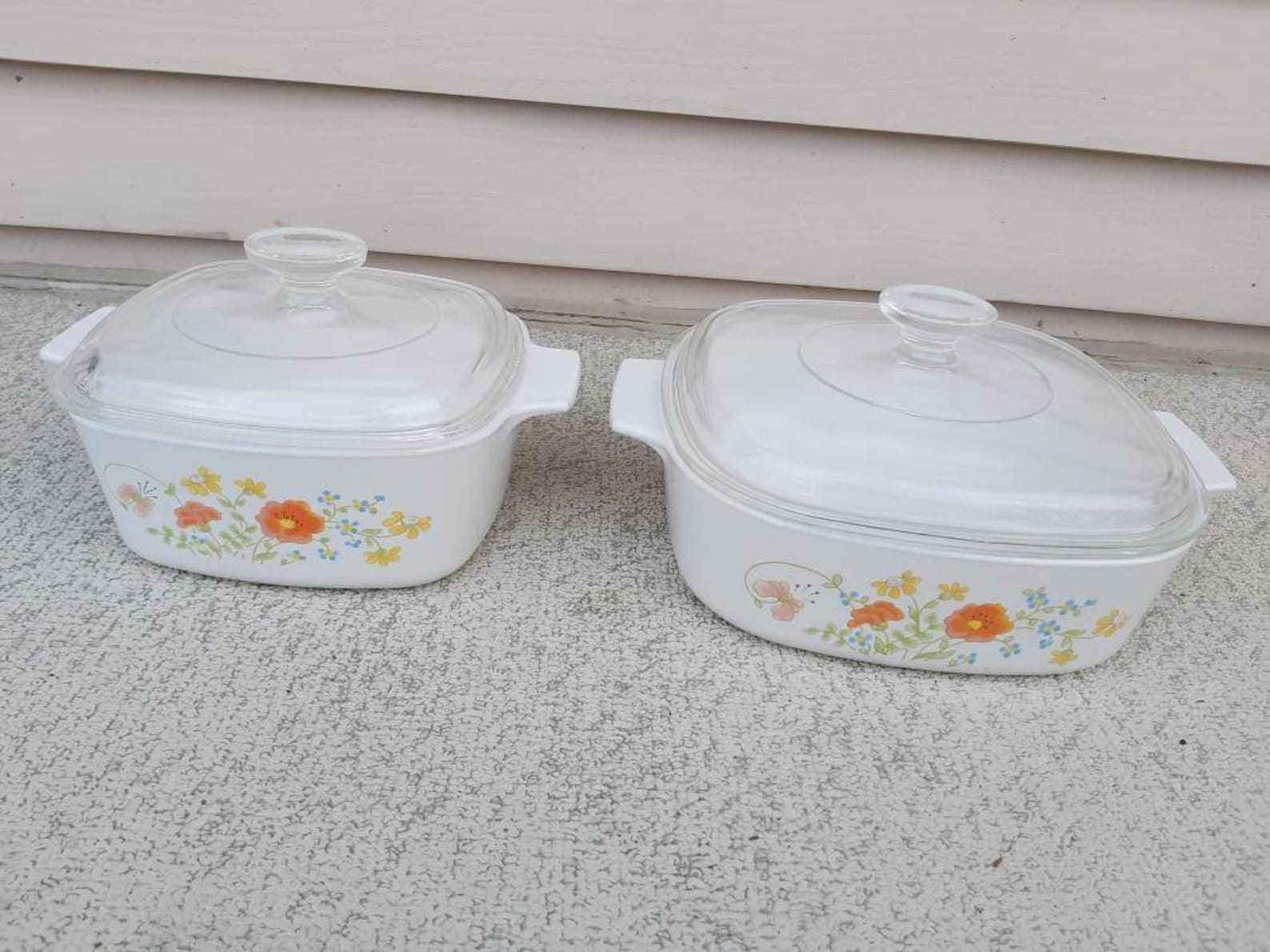 Corningware Casserole Set Wild Flower/orange Flower Etsy Canada