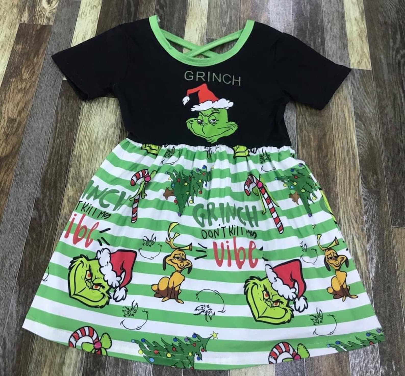 Grinch dress baby toddler little girls Grinch outfit Etsy