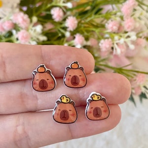 Capybara Ohrringe 925 Sterling Silber Niedlichen Capybara Ohrstecker Capybara Schmuck für Capybara Liebhaber Geschenk Tierliebhaber Baden Capybara Präsent