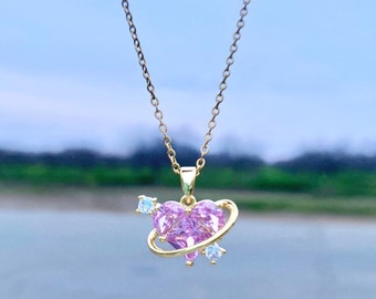 ★SENTIMENTS★ NO.551 [PINK] SOLDIER HEART NECKLACE SWAROVSKI Pink Heart Necklace Pendant Crystal Silver Chain
