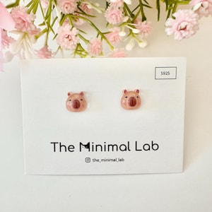Capybara Earrings 925 Sterling Silver Cute Capybara Ear Studs Capybara Jewelry for Capybara Lover Gift Animal Lover Bathing Capybara Present