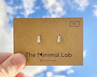 Silver Cat Stud Earrings Sterling Silver Kitty Earrings Small Cute Animal Kitten Earrings Cat Mom Gift for Minimalist Earrings Cat Jewelry