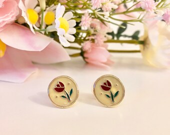 Cute Rose Earring Sterling Silver Elegant Rose Ear Studs Floral Jewelry Vintage Rose Earring Flower Rose Jewelry for her Bridesmaid Gift