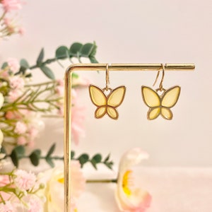 Cute Butterfly Dangle Earring Sterling Silver Spring Accessory Yellow Butterfly Earring Butterfly Lover Gift Wedding Butterfly Gift for Kids