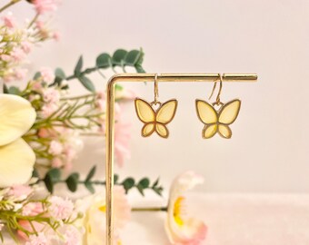 Niedlicher Schmetterling baumeln Ohrring Sterling Silber Frühling Zubehör gelber Schmetterling Ohrring Schmetterling Liebhaber Geschenk Hochzeit Schmetterling Geschenk für Kinder