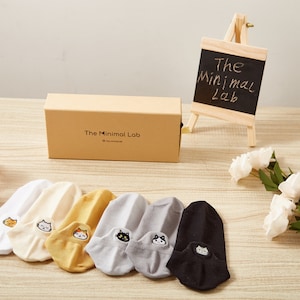 Calcetines de gato, regalo de San Valentín para amantes de los gatos, set de regalo para mamá gata, calcetines invisibles de algodón para el tobillo, regalo de cumpleaños con bordado creativo de gato.
