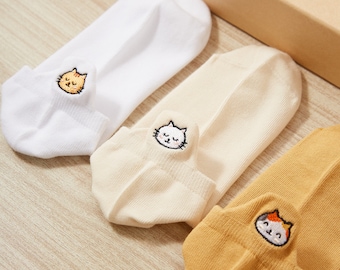Cat Lover Gift, Cat Mom Socks, Premium No Show Cat Socks, Creative Cute Cat Embroidery Socks, Animal Kitten Birthday Present, Gift for Her