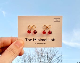 Cherry Earring Sterling Silver Cherry Stud Earring Creative Food Earring Fruit Earring Foodie Cherry Jewelry Cherry Cadeau voor haar Schattige kers
