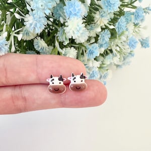 Cute Cow Ear Studs Sterling Silver Cow Earring Minimalist Cow Gift for Cow Lovers Present Animal Earring Cow Studs Rodeo Farm Gift Earring
