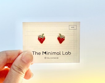 Aardbeioorbel Sterlingzilver Aardbei Cadeau Aardbeienliefhebber Aardbeiensieraden Leuke Aardbeistekers