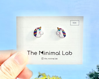 Schattige eenhoornoorbel sterlingzilver regenboog eenhoornoorbel eenhoorn cadeau voor kinderen oorbel eenhoorn oorstekers fantasiedier aanwezig eenhoorn