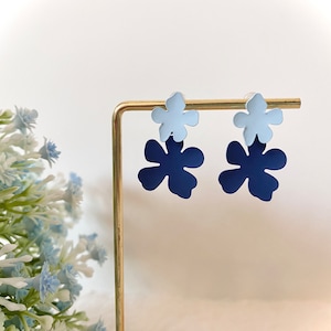 Blue Flower Earring Sterling Silver Dainty Blue Floral Ear Studs Spring Bouquet Earring Bridesmaid Gift Wedding Flower Earring Boho Jewelry