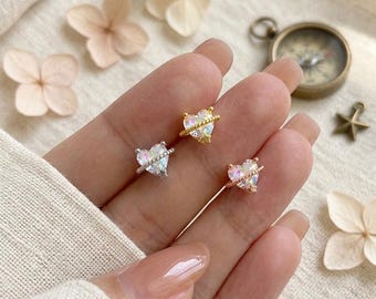 Kristallen hart oorknopjes sierlijke anime sieraden schattige iriserende ster bedel oorbellen zilver roségoud prinses esthetiek bruiloft bruidscadeau