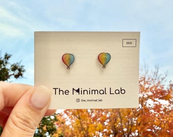 Pendiente de globo aerostático de plata de ley, pendiente de globo aerostático, pendientes novedosos con forma de globo, pendiente de pavo, pendiente de globo bonito.