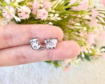 Katze Ohrring Kuh Katze Ohrstecker Katze Hintern Ohrstecker Sterling Silber Kitty Ohrringe Tuxedo Katze Ohrring für Katzenliebhaber Ohrring Katze Besitzer Geschenk