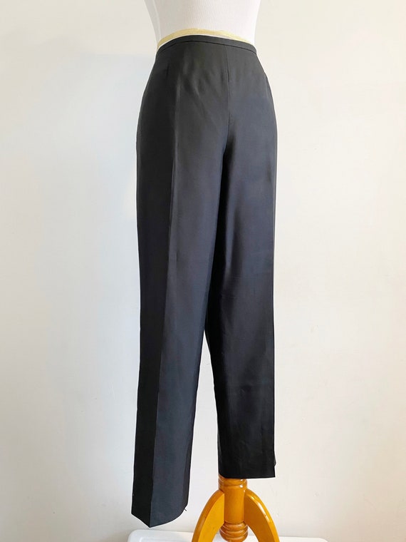 Vintage 90s black silk high waist cigarette pants… - image 2