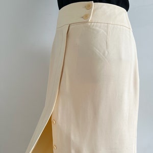 Vintage 1990s High Waist Button Front Silk Maxi Skirt Cream Ivory off ...