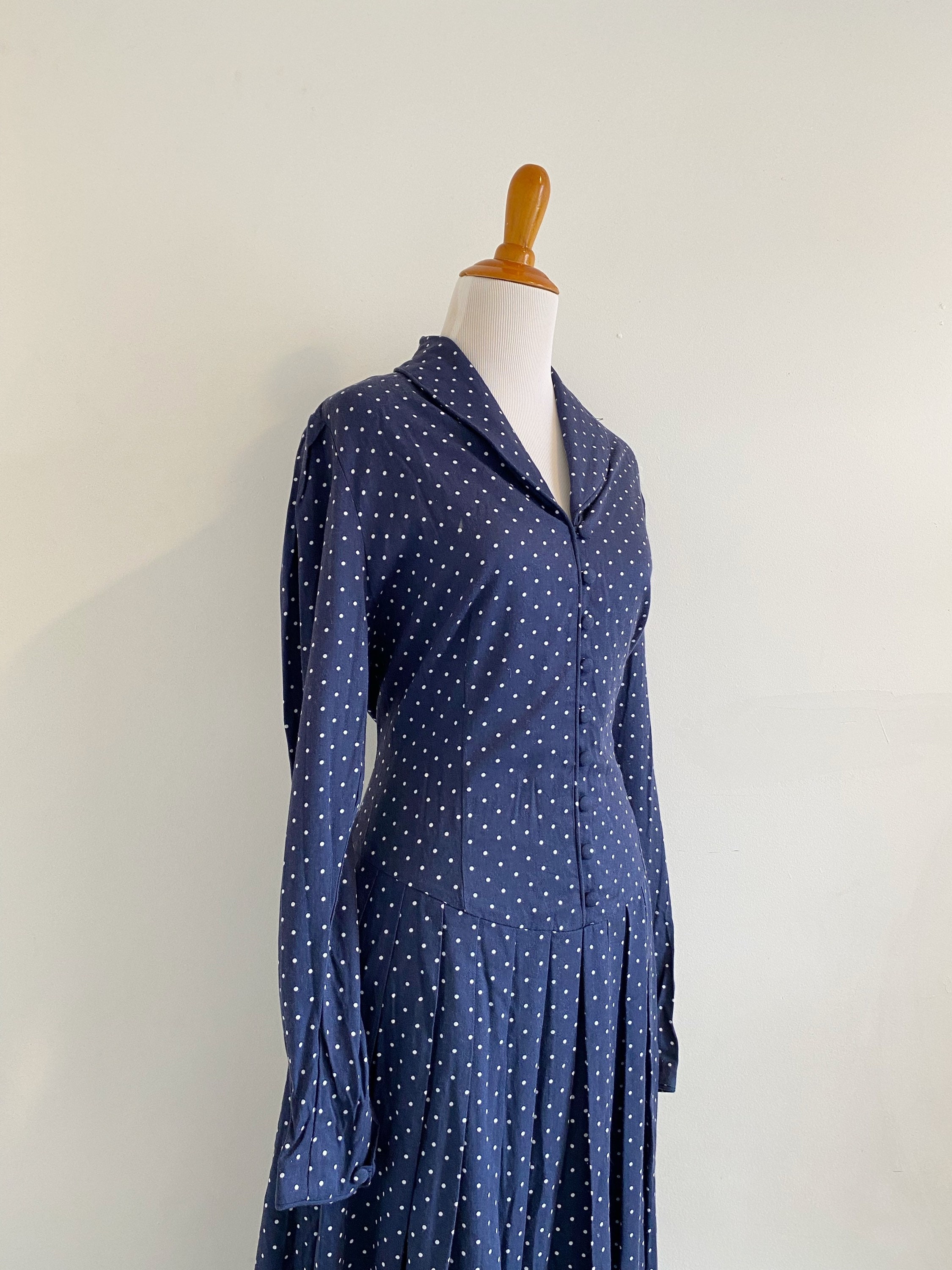 Vintage 1980s Laura Ashley Polka Dot Dress Maxi Button Front - Etsy