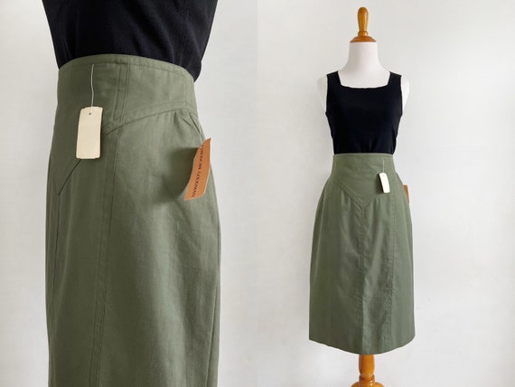 Khaki pencil skirt 80s online