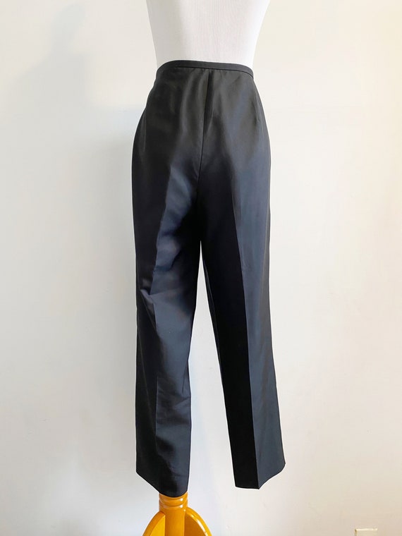 Vintage 90s black silk high waist cigarette pants… - image 4