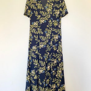 Vintage 90s Botanical Print Midi Maxi Dress Dark Floral - Etsy