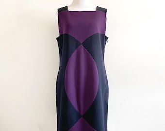Vintage 1997 Gianni Versace Couture Mini Dress: 1990s Wool Silk Geometric Sheath Mod Retro Style