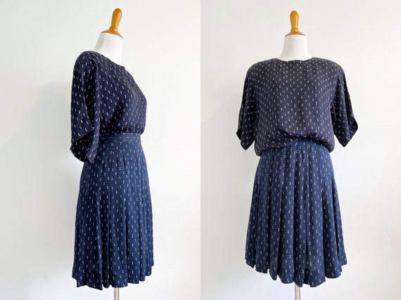 Vintage 1980s Anne Klein Silk Top Skirt Set Two P… - image 1