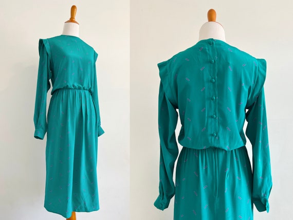 Vintage 80s silk midi dress | Maggie London secre… - image 1