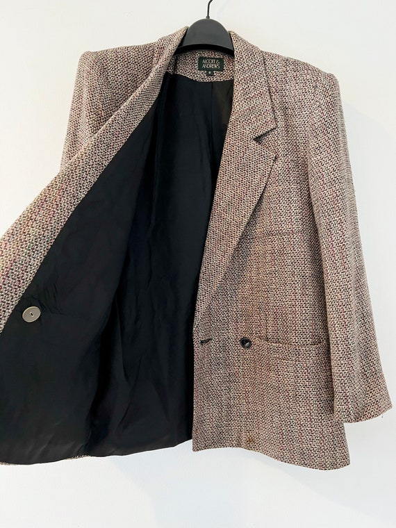 Vintage 90s rayon silk wool oversized tweed blaze… - image 10