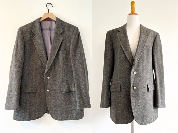 80s Rust Olive Plaid Wool Blazer M main image 0